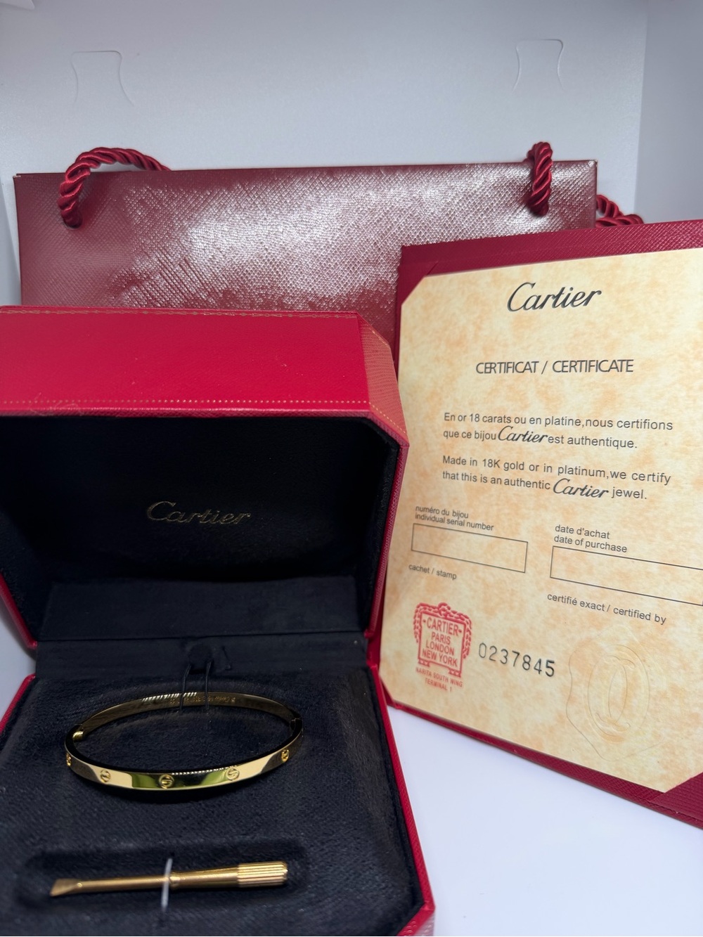 Cartier Gold Tone Bangle Bracelet - Gold size17